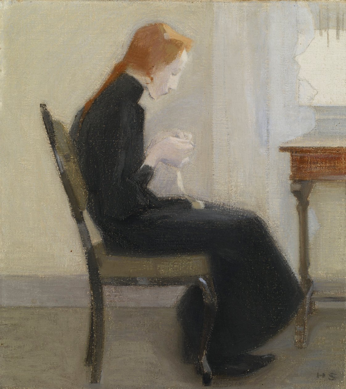 فتاة الحياكة - فتاة الحياكة ، بواسطة Schjerfbeck ، هيلين (1862-1946). زيت على قماش بواسطة هيلين شجيرفبيك