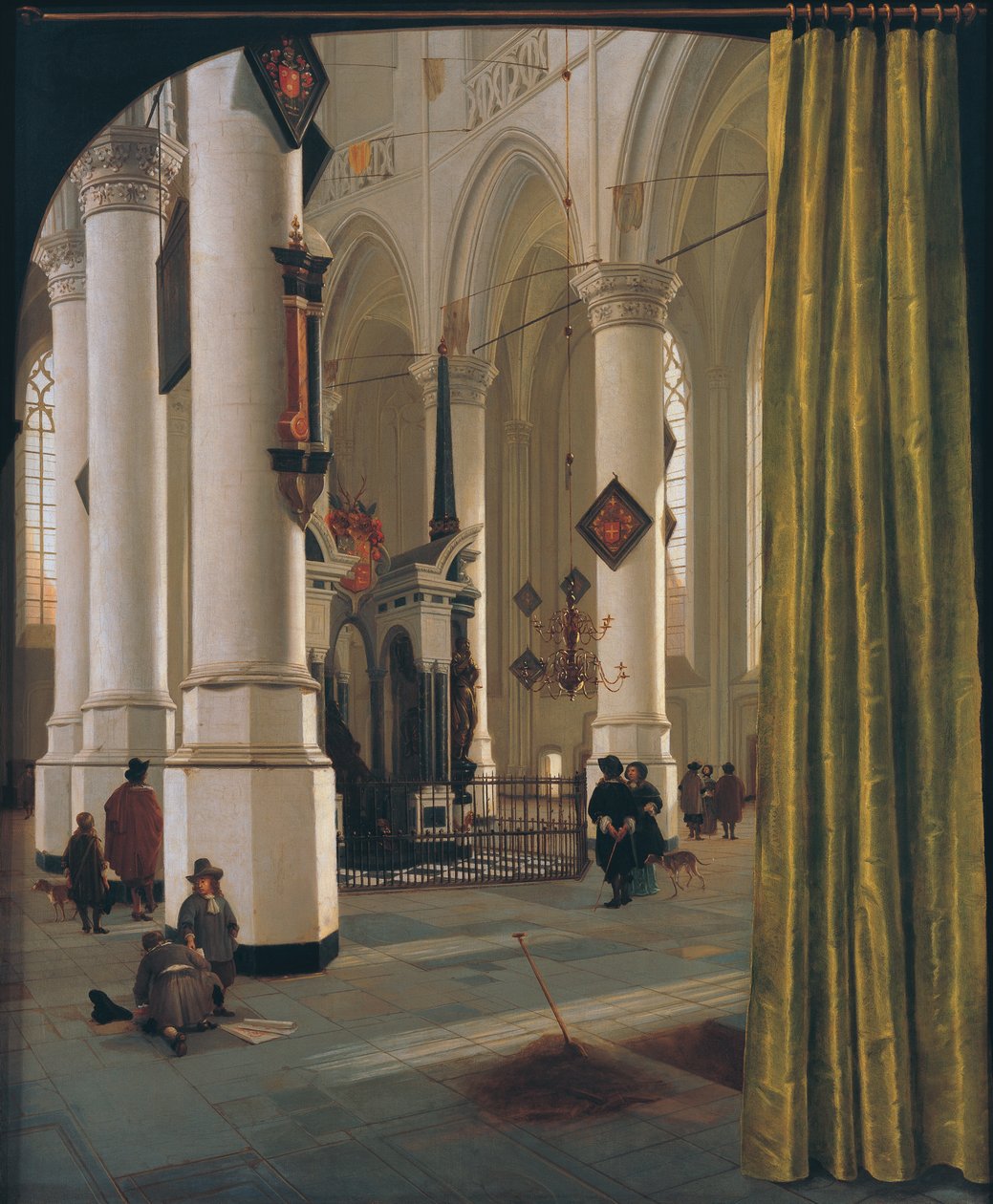 الجزء الداخلي من Nieuwe Kerk في دلفت مع قبر الأمير وليام صامت البرتقال (1533-1584) بواسطة هندريك كورنيلز. فان فليت