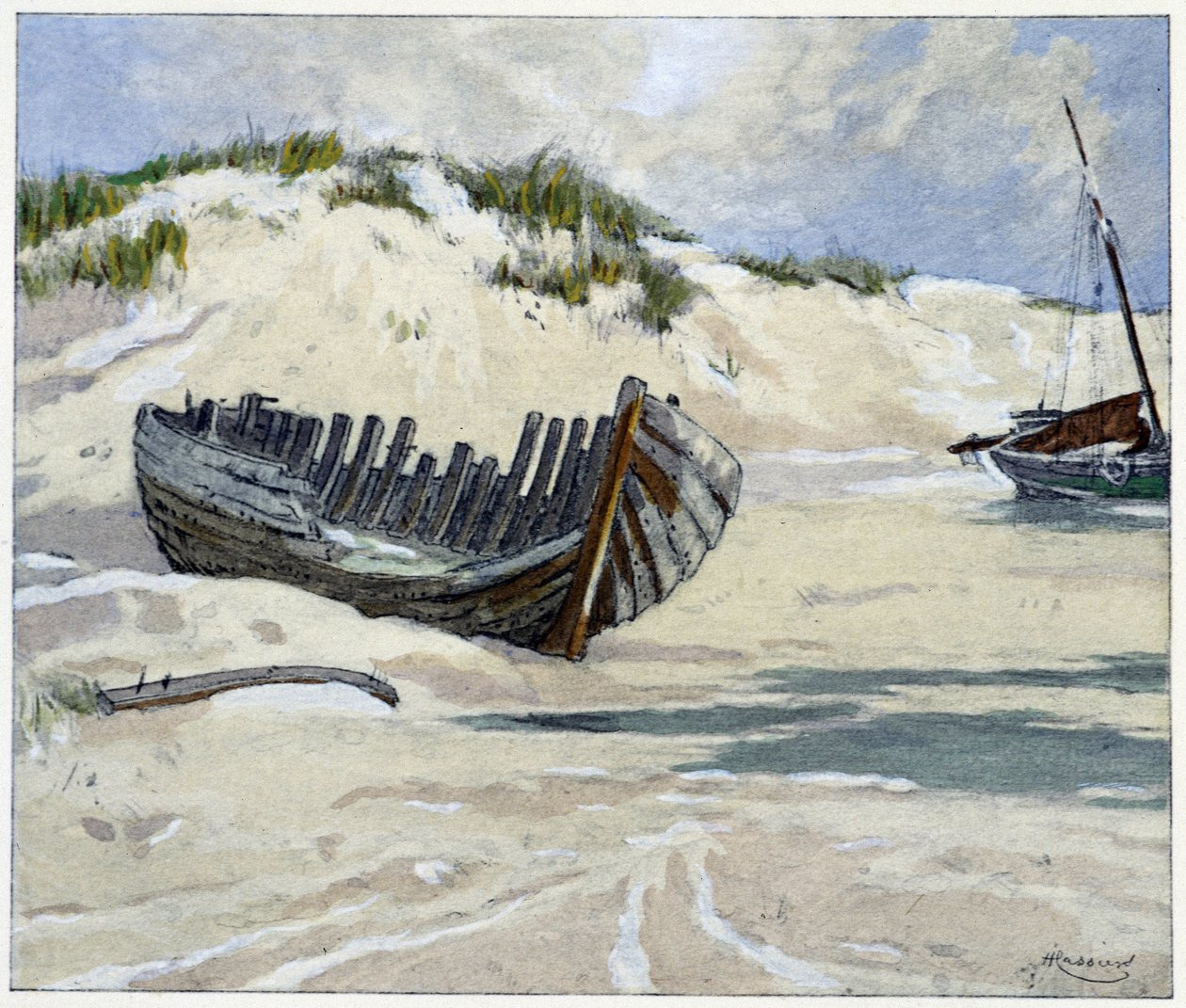 سفن فورتشن على الكثبان الرملية في "Garirlande des dunes" ، بقلم إميل فيرهارين ، برسم إتش كاسييرز في Art-H. Piazza ، باريس 1927. بواسطة هندريك كاسيرس