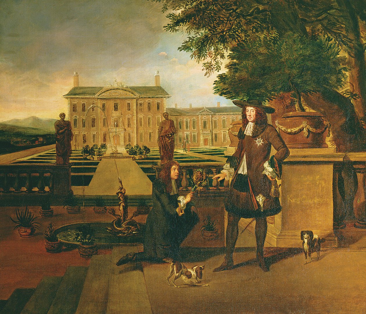 جون روز (c.1621-77) ، بستاني الملك ، يقدم تشارلز الثاني (1630-1685) بأناناس ، يُفترض أنه الأول الذي نما في إنجلترا في Dorney Court في بيركشاير بواسطة هندريك دانكيرتس