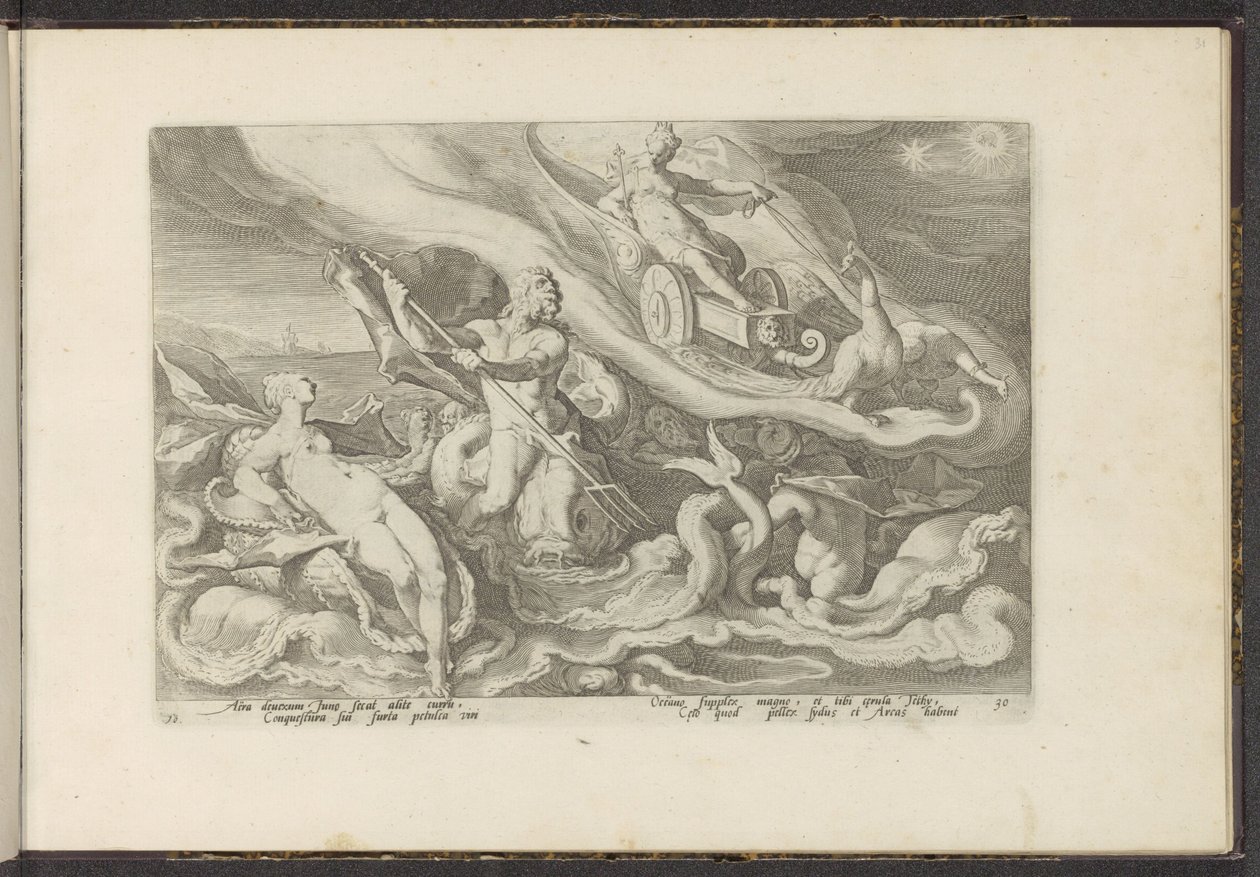 يشتكي جونو إلى Thetis و Oceanus تحولات أوفيد (عنوان المسلسل) Recreations of P. Ovidius Naso (عنوان السلسلة) بواسطة هندريك جولتزيوس (ورشة عمل)