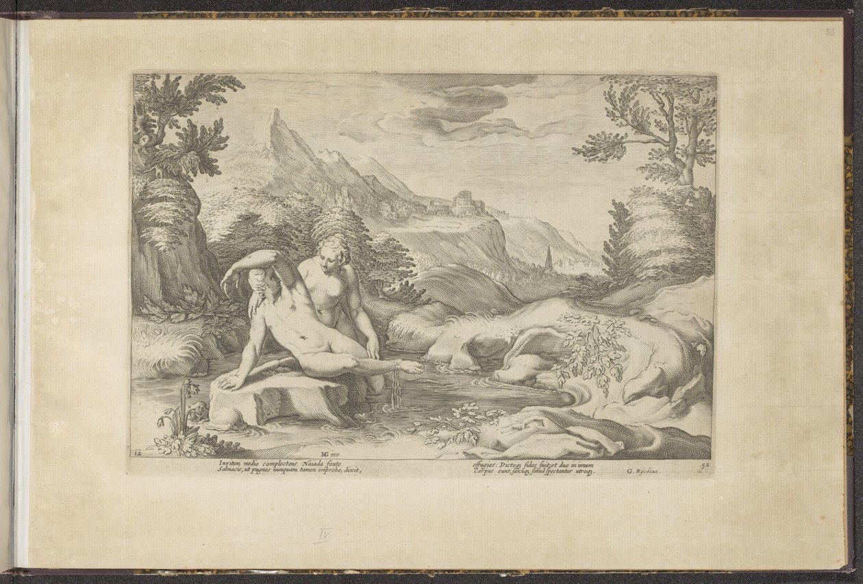 Salmacis و Hermaphroditus أوفيد ميتامورفوسن (عنوان المسلسل) أوفيديوس ناسو (عنوان المسلسل) بواسطة هندريك جولتزيوس (ورشة عمل)