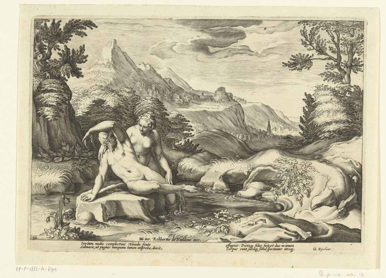 Salmacis en Hermaphroditus Ovid's Metamorfosen (عنوان السلسلة) بواسطة هندريك جولتزيوس (ورشة عمل)