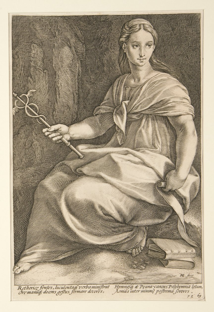 The Nine Muses: Polyhymnia ، رقم 8 في سلسلة من 9 بواسطة هندريك جولتزيوس
