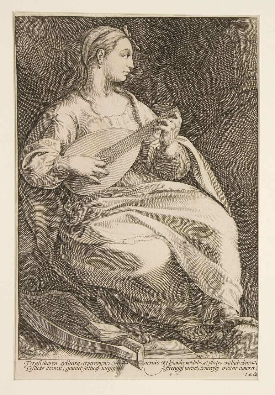 The Nine Muses: Terpsichore ، رقم 5 في سلسلة من 9 بواسطة هندريك جولتزيوس