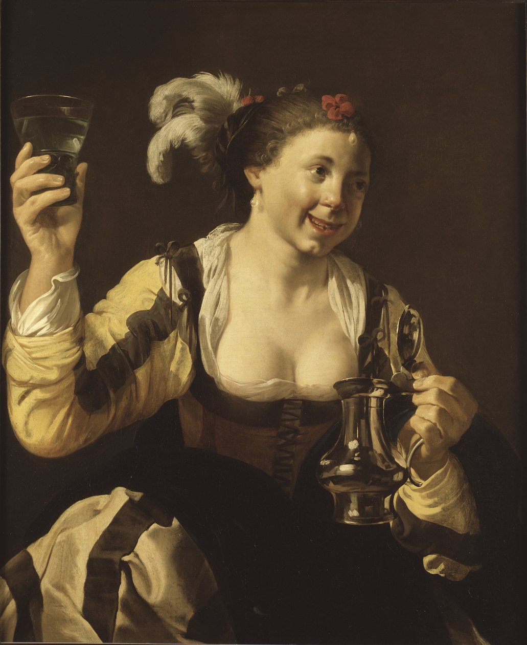 فتاة تحمل كأسًا (le gout ، serie des cinq sens) - فتاة تمسك كأسًا (Taste. from the Series "" The Five Senses ") ، بواسطة Terbrugghen ، Hendrick Jansz (1588-1629). زيت على قماش بواسطة هندريك جانز تيربروغين