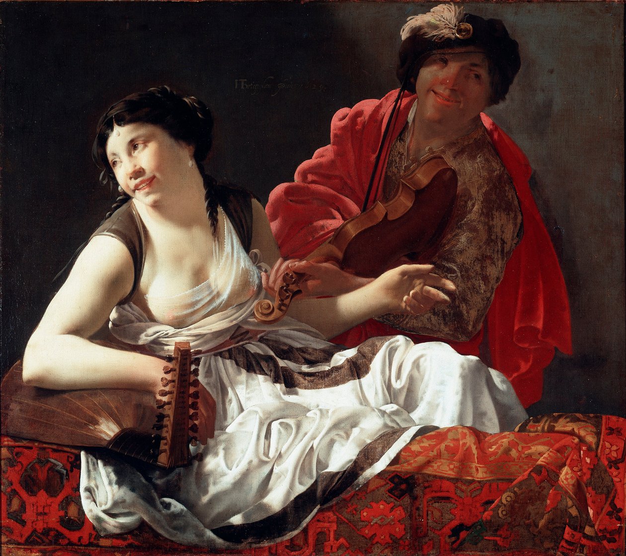 الحفلة الموسيقية أو "" Allegory of the Ouie "" لوحة لهندريك تيربروجن (تير بروغين) (1588-1629) 1629 Dim. 90x127 سم غاليريا بورغيزي روما بواسطة هندريك تير بروغن