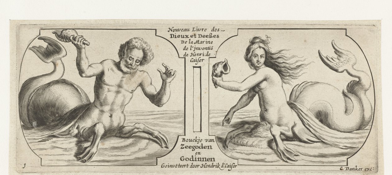 حجرتان ، تريتون واحد في كل منهما Nouveau Livre des Dieux et Deeßes De la Marine Bouckje of Sea Gods and Goddesses (العنوان على الكائن) Nouveau Livre des Dieux et Deeßes De la Marine Bouckje of Sea Gods and Goddesses (عنوان السلسلة) بواسطة هندريك دي كيسير (أنا)
