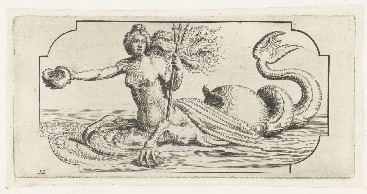 شخصية أنثى مع ترايدنت نبتون Nouveau Livre des Dieux et Deeßes De la Marine Bouckje of Sea Gods and Goddesses (عنوان السلسلة) بواسطة هندريك دي كيسير (أنا)