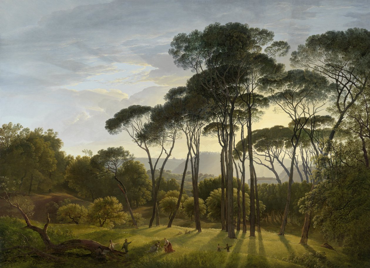 المناظر الطبيعية الإيطالية مع أشجار المظلات ، 1807 بواسطة هنريك فوغد