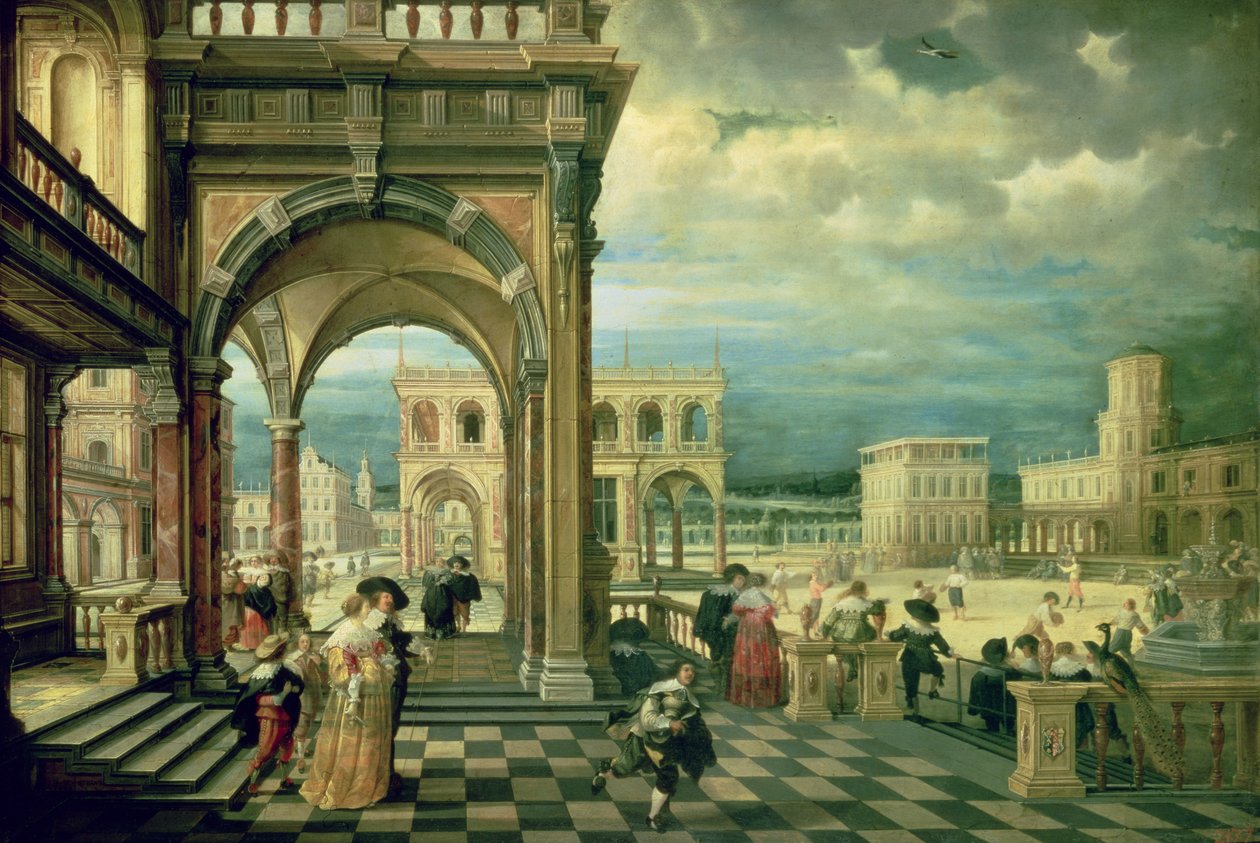 القصر الإيطالي ، 1623 (زيت على النحاس) بواسطة هندريك الأصغر ستينويك