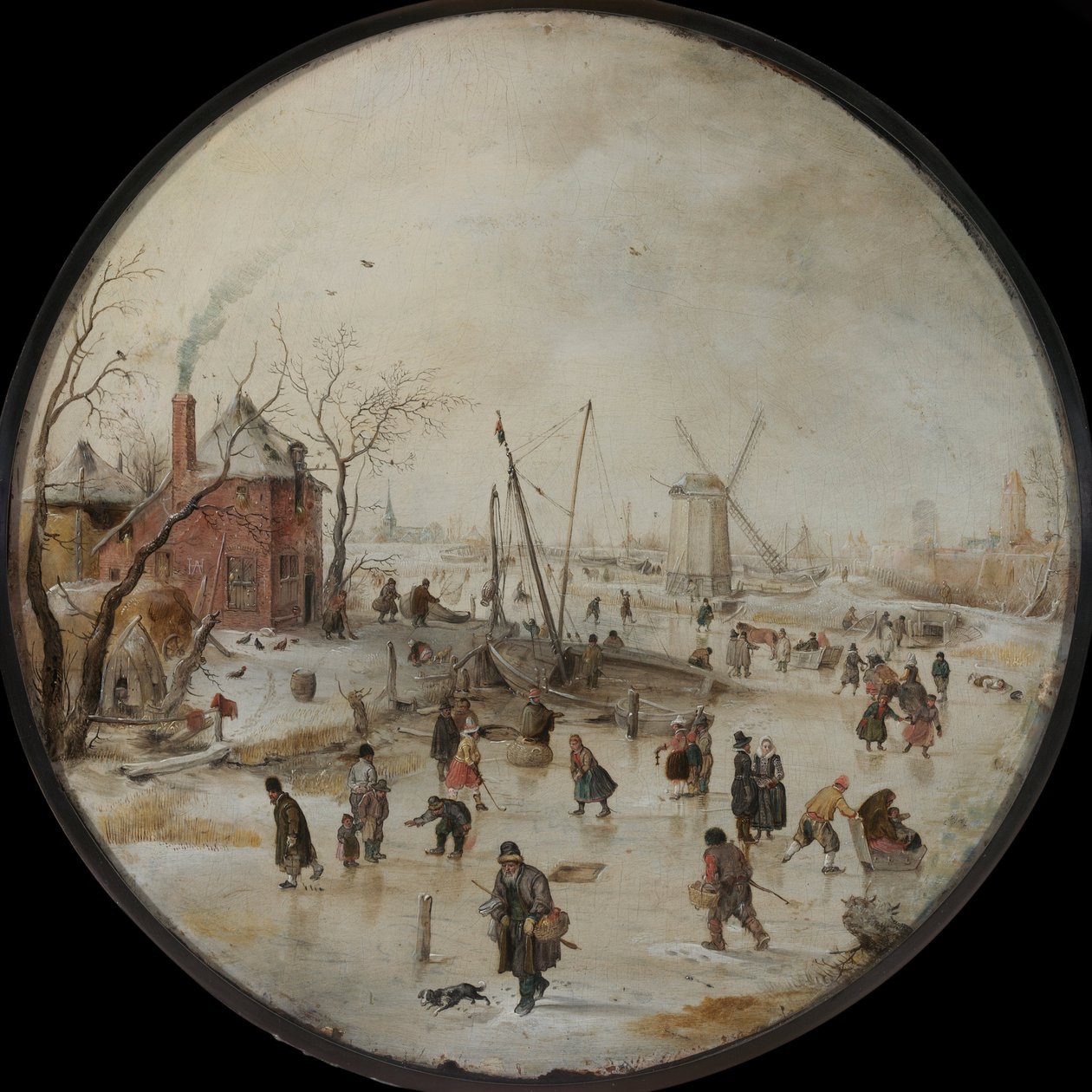 نهر متجمد مع المتزلجين - Peinture de Hendrick Avercamp بواسطة هندريك أفركامب