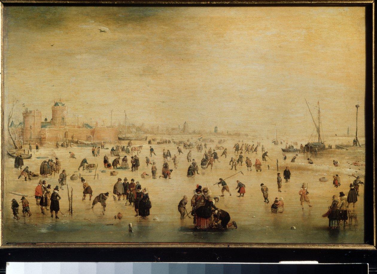 "" المتزلجون على الجليد "(مشهد الشتاء) (هولندي) رسم هندريك أفركامب (1585-1634) حوالي 1615 موسكو ، متحف بوشكين للفنون الجميلة بواسطة هندريك أفركامب
