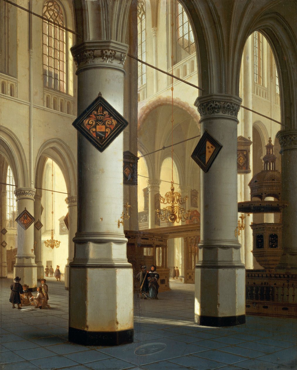 منظر لـ Die Oudekerk (الكنيسة القديمة) في ديلفت (لوحة بواسطة هندريك كورنيلز. فان فليت