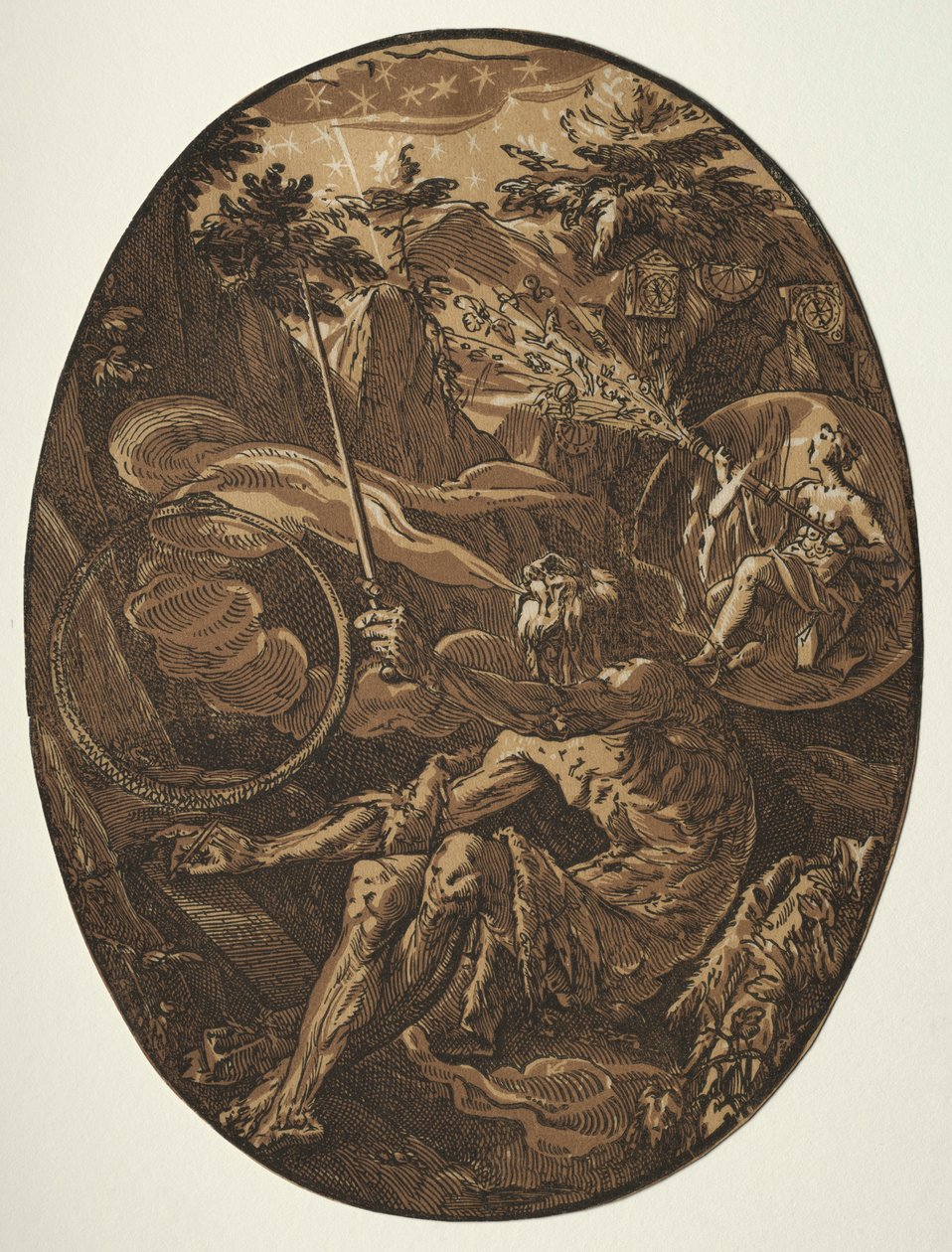 Demogorgon في كهف الخلود ، ج. 1588. بواسطة هندريك جولتزيوس