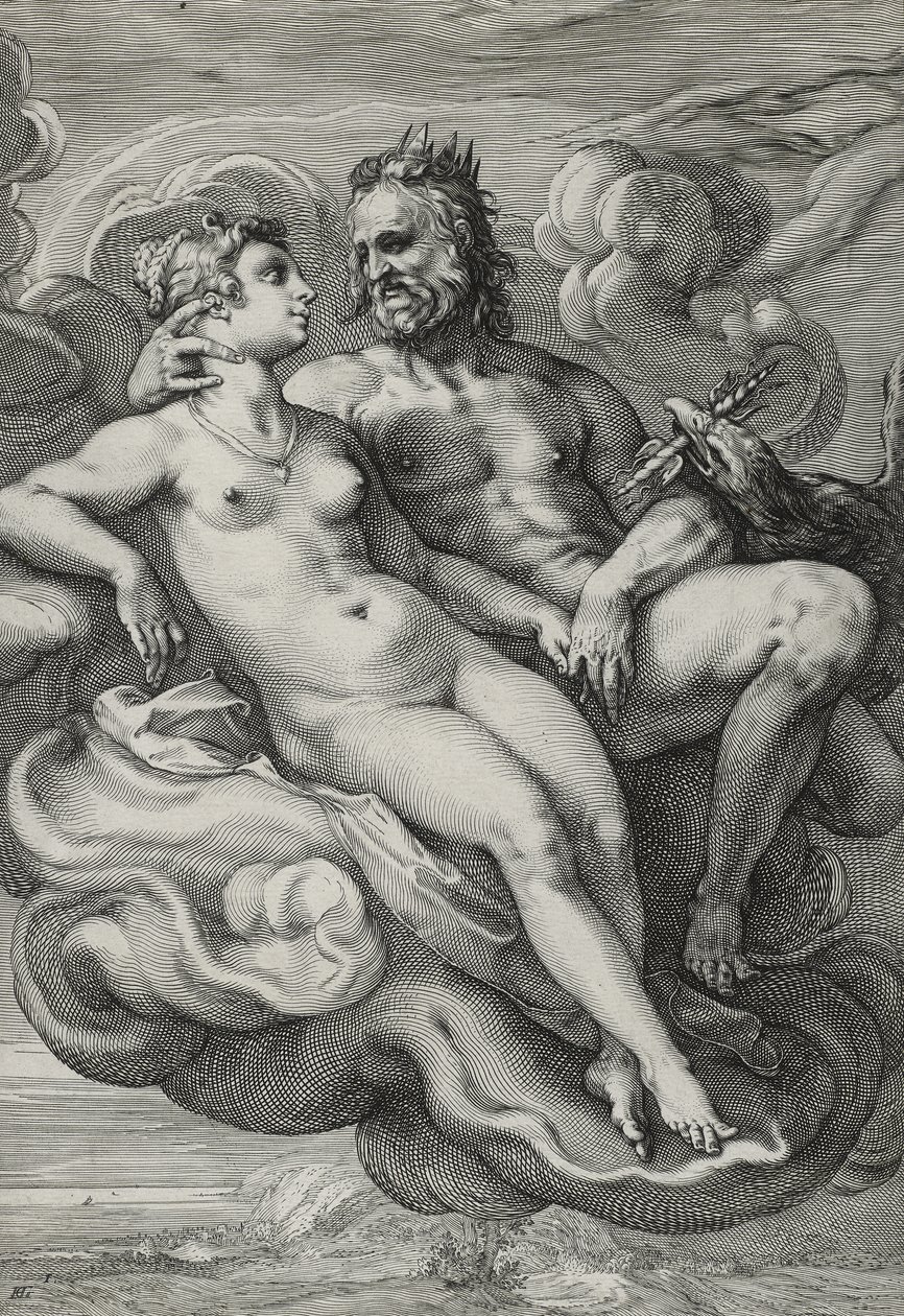 المشتري وجونو ، c.1593-94 (النقش على ورق مسدود) بواسطة هندريك جولتزيوس