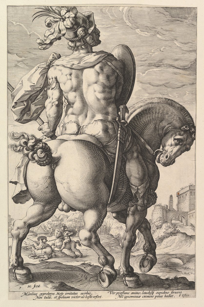 تيتوس مانليوس ، من سلسلة The Roman Heroes ، 1586. بواسطة هندريك جولتزيوس