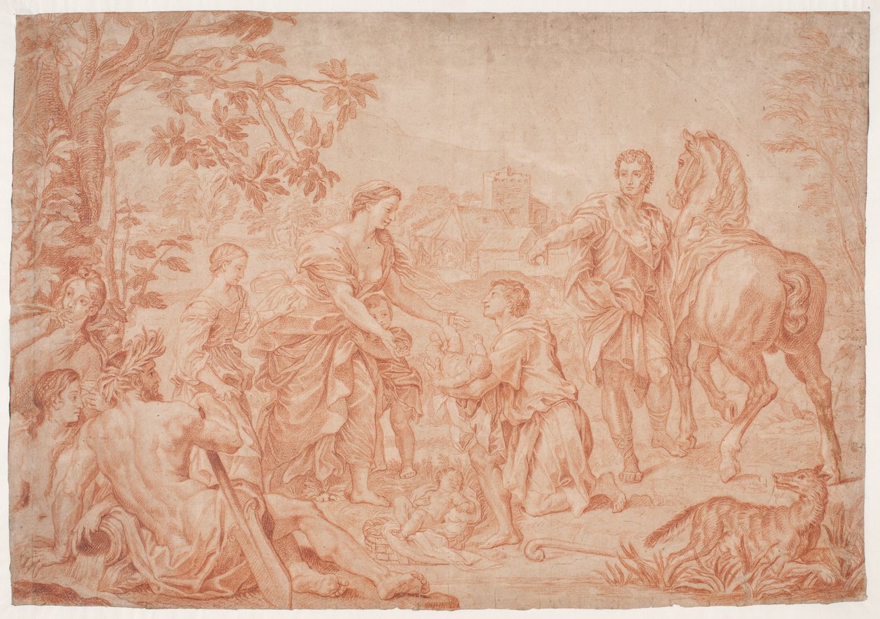 رومولوس وريموس (ليفي 1 ، 4). دراسة efter Carlo Marattis maleri i Sanssouci، Potsdam (udf.1962 لـ Niccolo Maria Pallavicini) بواسطة هنريك كروك