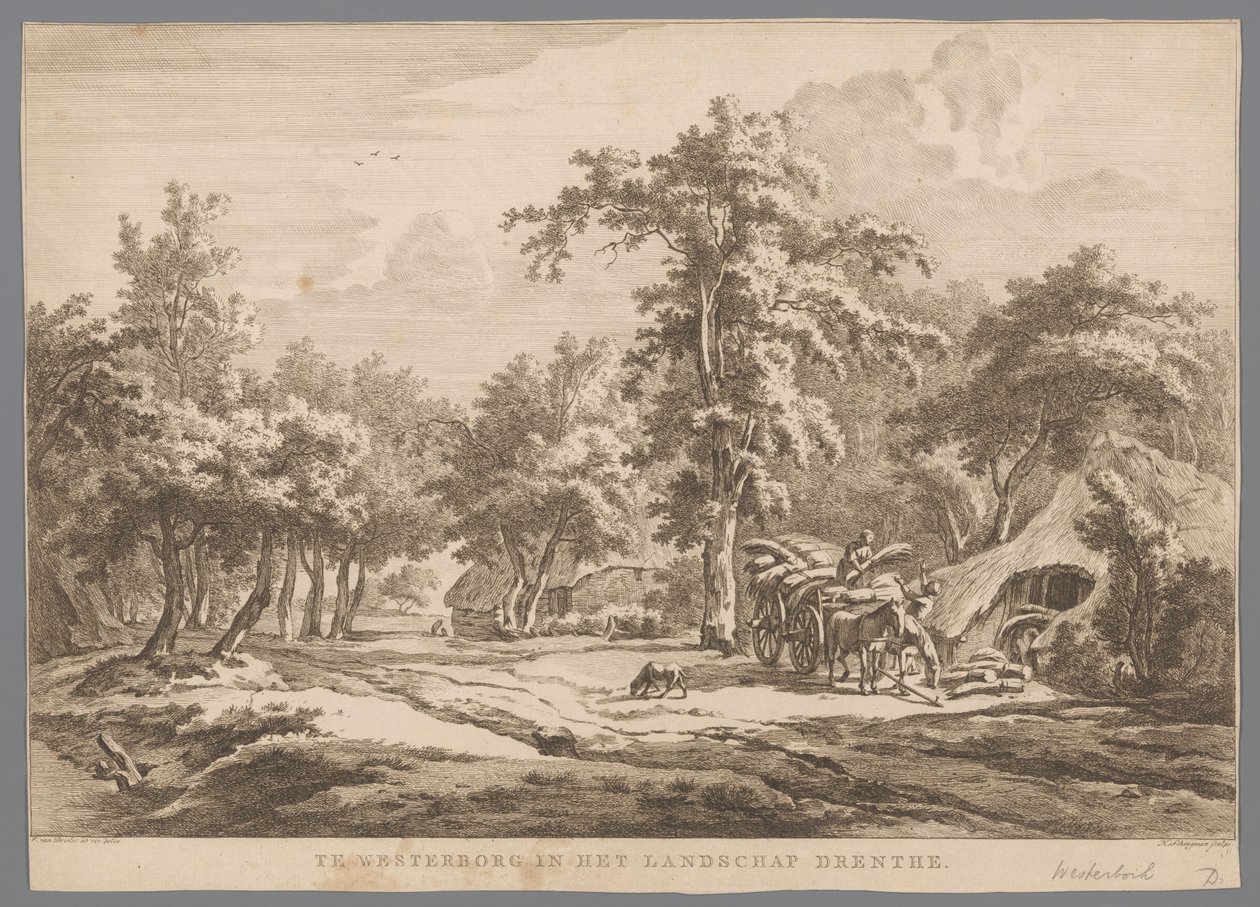 منظر طبيعي مع حصاد بالقرب من Westerbork في Westerborg في مناظر Drenthe (العنوان على الكائن) تسعة وجوه في درينثي (عنوان المسلسل) مناظر IX في وبالقرب من مناظر درينثي (عنوان المسلسل) بواسطة هنريك شويجمان