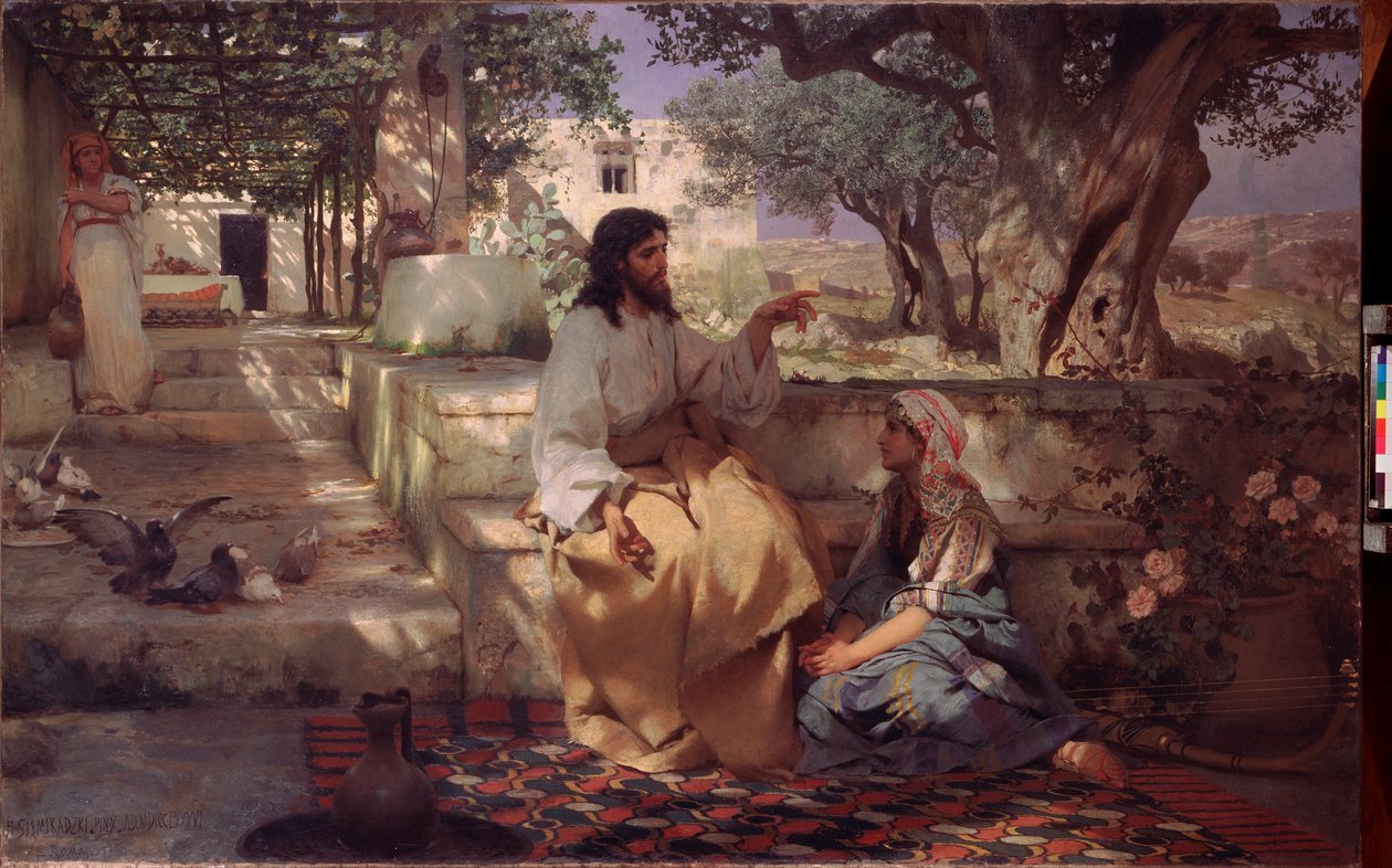 المسيح في بيت مرثا ومريم. لوحة هنريك سيميردزكي (1843-1902) ، زيت على قماش بواسطة هنريك سيميردزكي