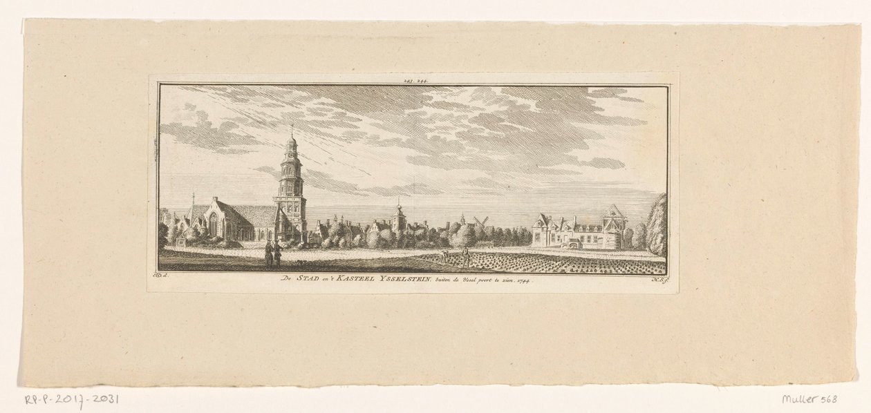 منظر لـ IJsselstein ، 1774 يمكن رؤية مدينة وقلعة Ysselstein خارج بوابة Yssel. 1744 (العنوان على البند) بواسطة هندريك سبيلمان