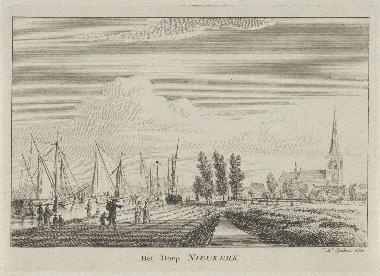 منظر لـ Nieuwerkerk aan den IJssel Het Dorp Nieukerk (العنوان على الجسم) بواسطة هندريك سبيلمان