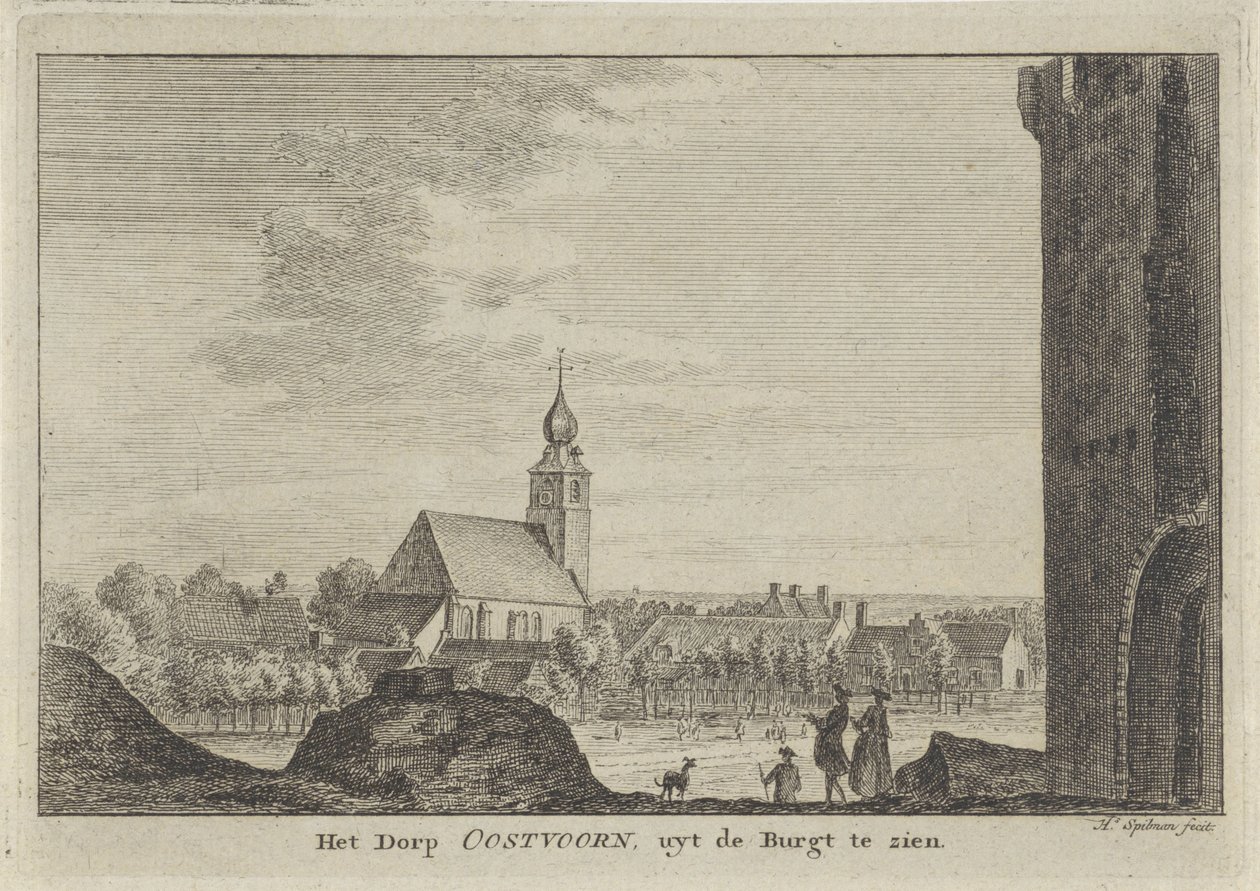 منظر لـ Oostvoorne Het Dorp Oostvoorn، uyt de Burgt (العنوان على الكائن) بواسطة هندريك سبيلمان