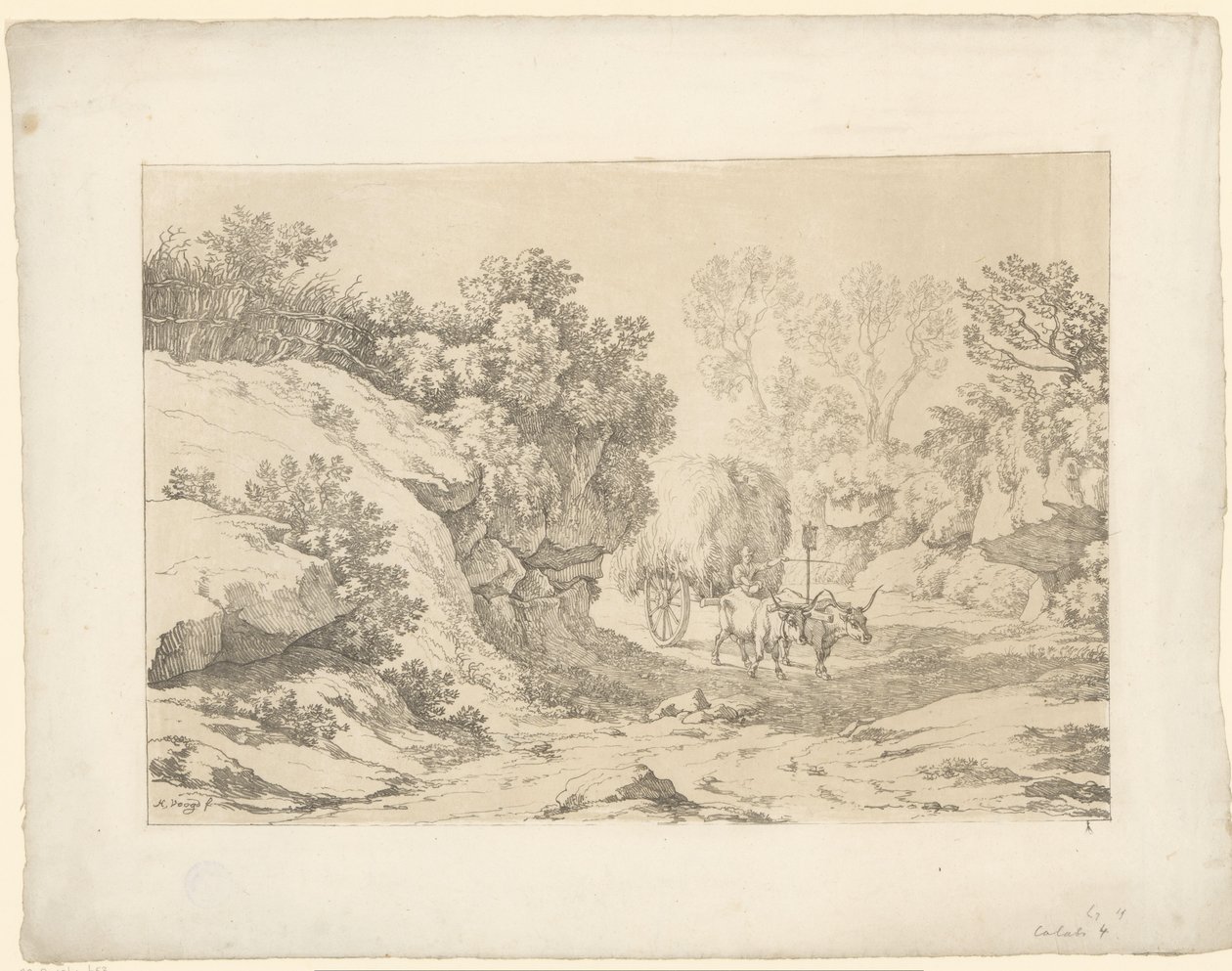 عربة القش على الطريق Tentamina Lithographica (عنوان السلسلة) المناظر الطبيعية الإيطالية (عنوان المسلسل) بواسطة هنريك فوغد