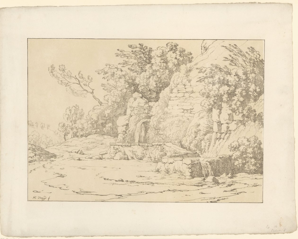 الصخور مع الأحواض Tentamina Lithographica (عنوان السلسلة) المناظر الطبيعية الإيطالية (عنوان المسلسل) بواسطة هنريك فوغد