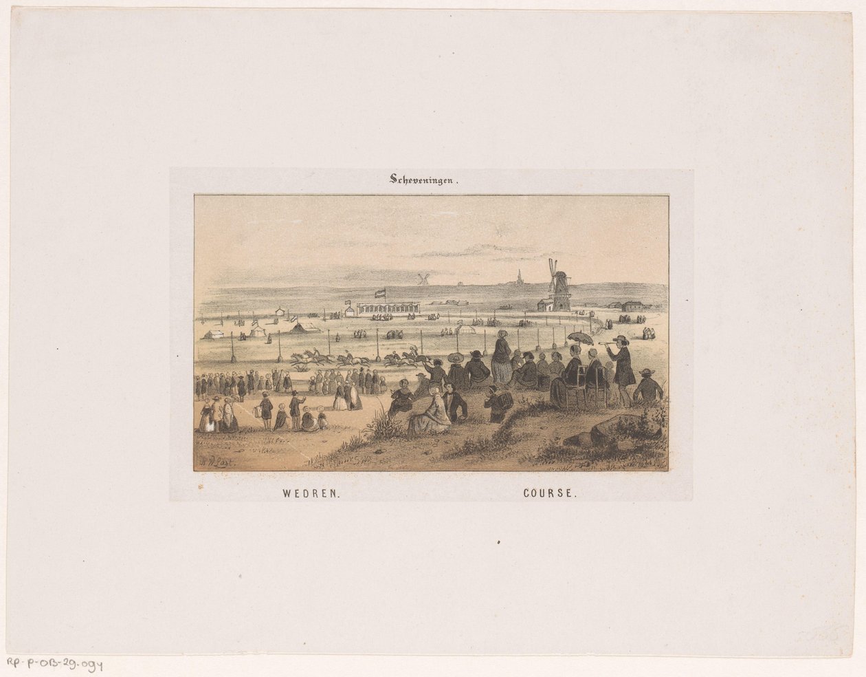Wedren in Scheveningen في 3 أغسطس 1846. السباق ، الدورة (العنوان على الكائن) ذاكرة Scheveningen (عنوان المسلسل) بواسطة هندريك فيلهلموس الأخير
