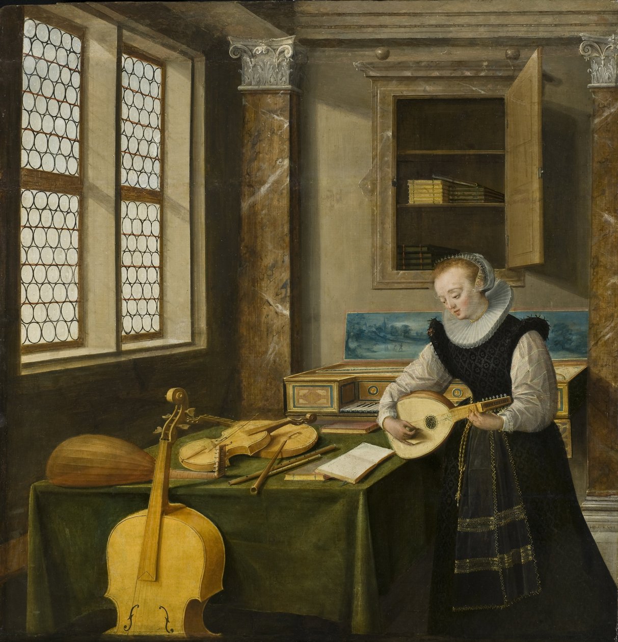 Dame jouant du luth - سيدة تعزف على العود ، بقلم ستينويك ، هندريك فان ، الأصغر (1580-1649). زيت على خشب. الأبعاد: ٦٥ × ٦٤ سم. المتحف الوطني ستوكهولم بواسطة هندريك فان (1580-1649) ستينويك
