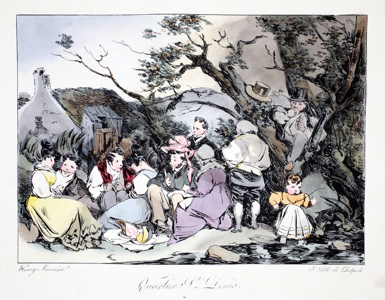 كارتييه سانت دينيس ، رسم توضيحي من "Six Quartiers de Paris" بواسطة هنري مونير ، طبع بواسطة FS Delpech ، حانة. باريس ، c.1828 (ليثو ملون) بواسطة هنري بونافنتشر منير
