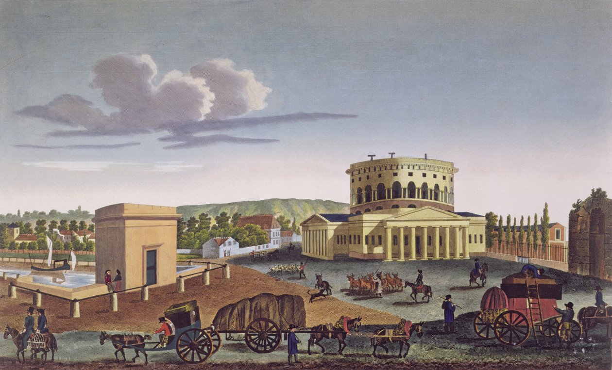 The Barriere de la Villette، c.1815-20 (نقش الألوان) بواسطة Henri Courvoisier-Voisin