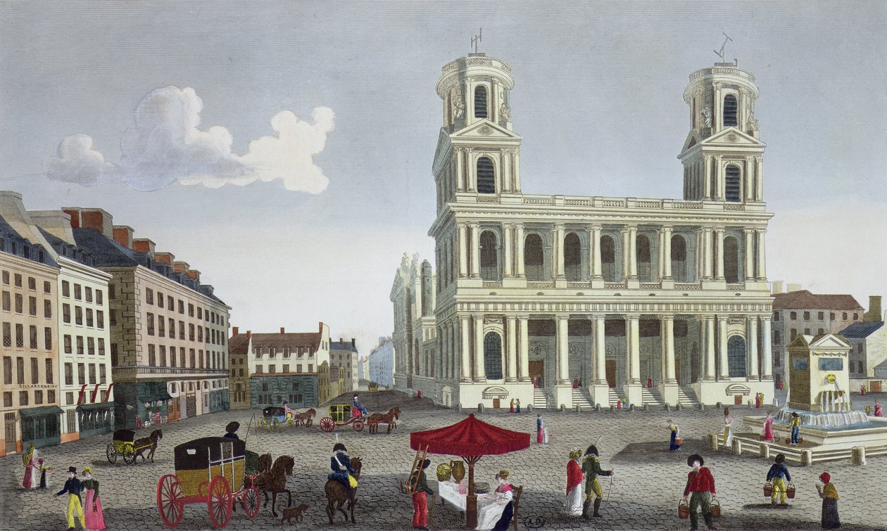 The Place Saint Sulpice ، c.1815-20 (نقش الألوان) بواسطة Henri Courvoisier-Voisin