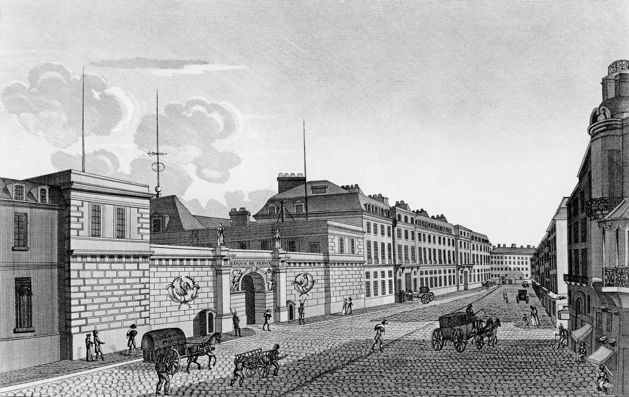 منظر لبنك فرنسا من Rue Croix-des-Petits-Champs ، 1800 بواسطة Henri Courvoisier-Voisin
