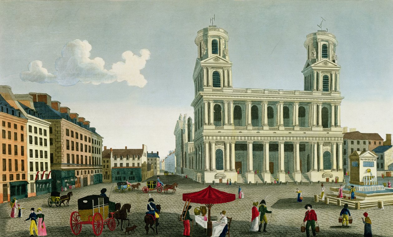 منظر لكنيسة Saint-Sulpice ، محفورة بواسطة Anne Rosalie Filleul (ني بوكيه) (1752-94) بواسطة Henri Courvoisier-Voisin