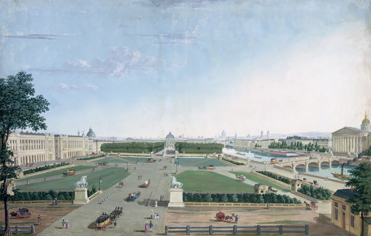 منظر لمكان لويس الخامس عشر وحديقة التويلري ، 1815-30 بواسطة Henri Courvoisier-Voisin