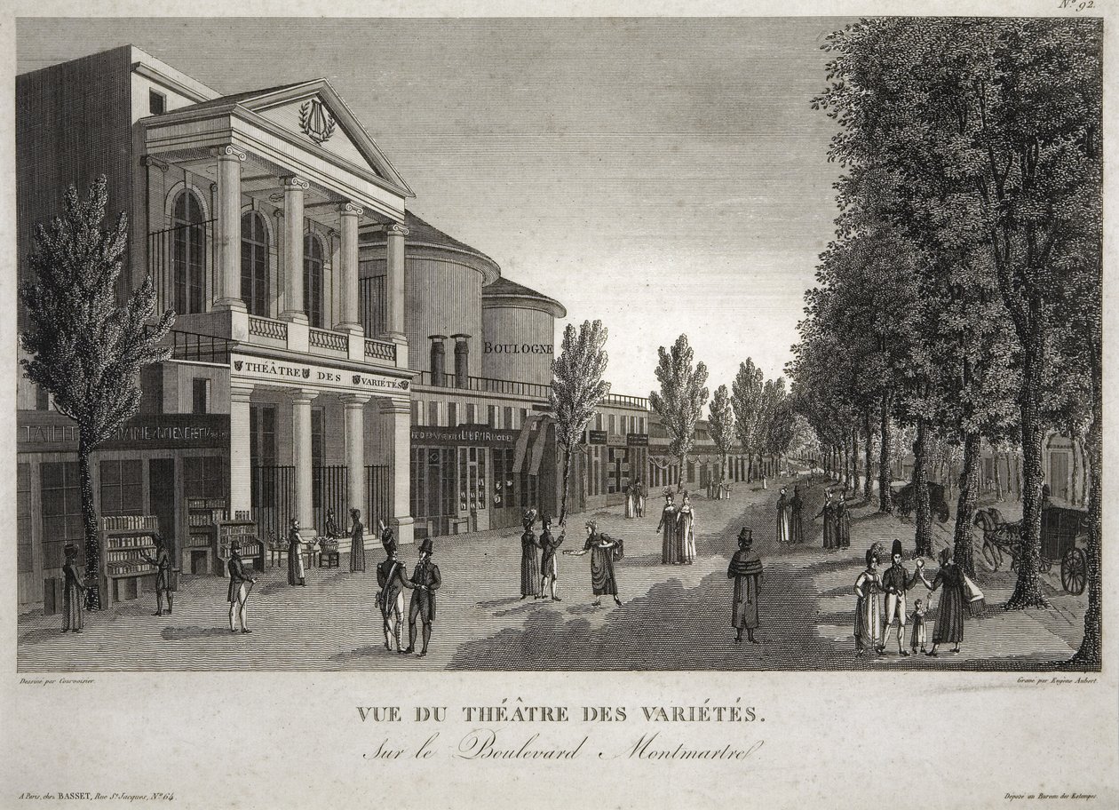 مسرح دي فاريتيس ، بوليفارد مونمارتر ، باريس ، محفور من قبل يوجين أوبيرت (1789-1847) c.1810 بواسطة Henri Courvoisier-Voisin