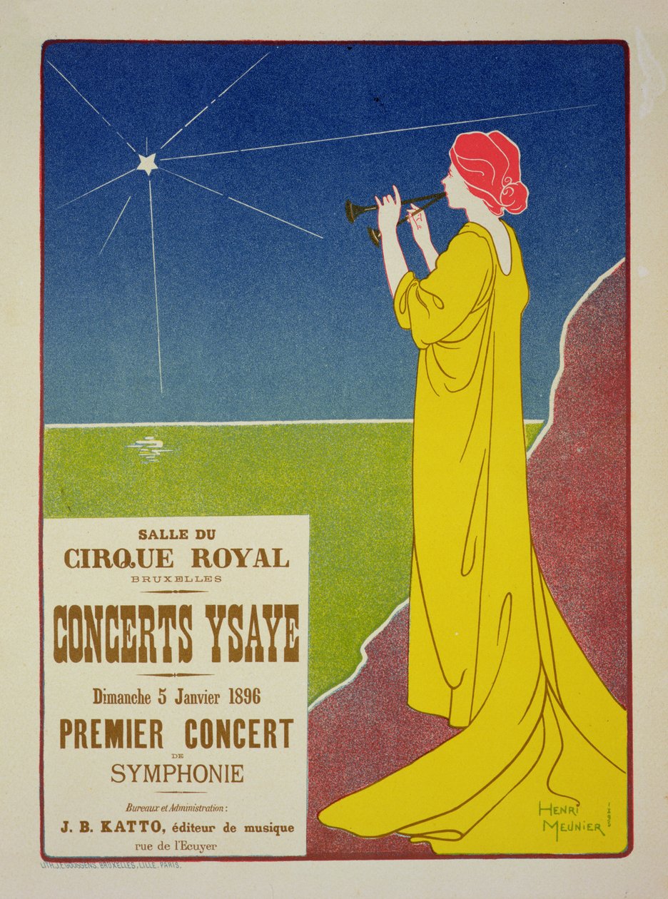 استنساخ ملصق يعلن عن حفلات Ysaye ، Salle du Cirque Royal ، بروكسل ، 1895 بواسطة جورج منيير