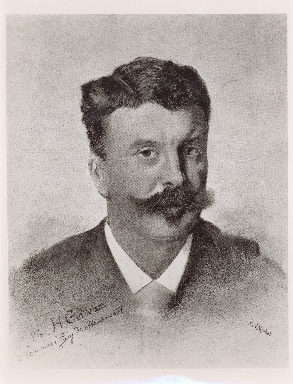 غاي دي موباسان (1850-1893) ، نقشها فيكتور أوغستين ميشيل (1828-91) بواسطة هنري جيرفيكس