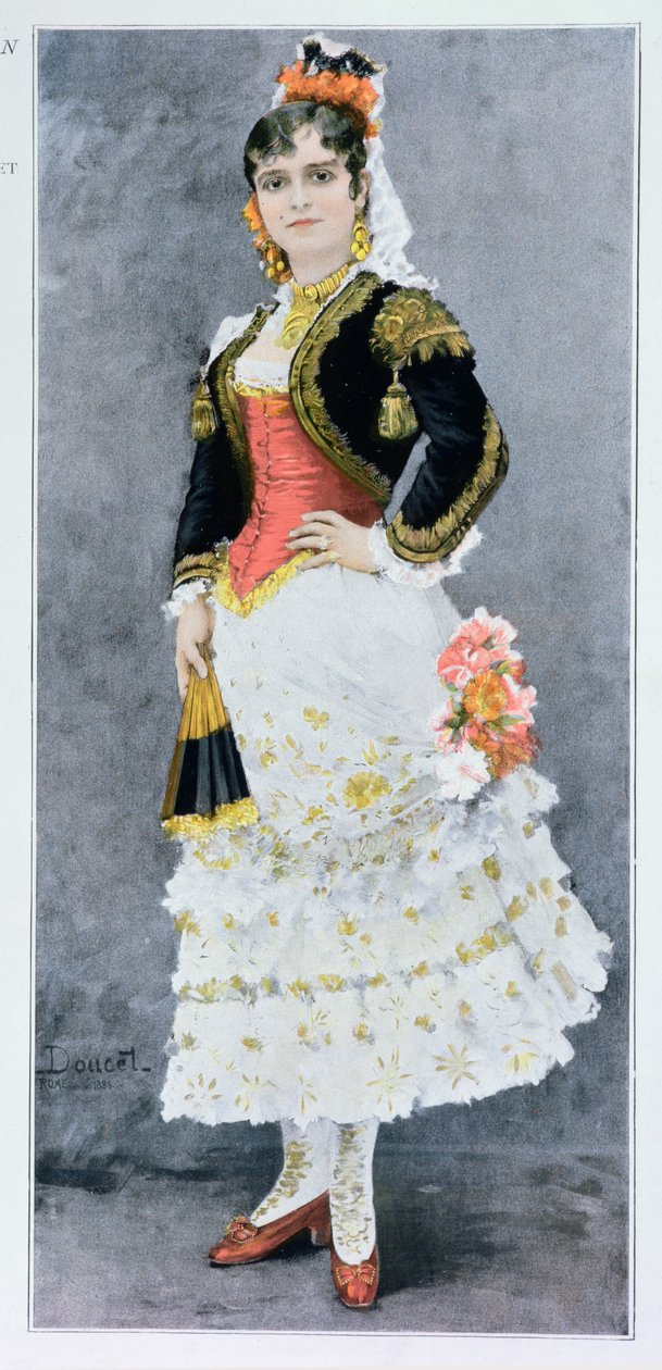 سلستين جالي ماري (1840-1905) في دور "كارمن" لجورج بيزيت (1838-1875) ، 1884 (نقش الألوان) بواسطة هنري لوسيان دوسيت