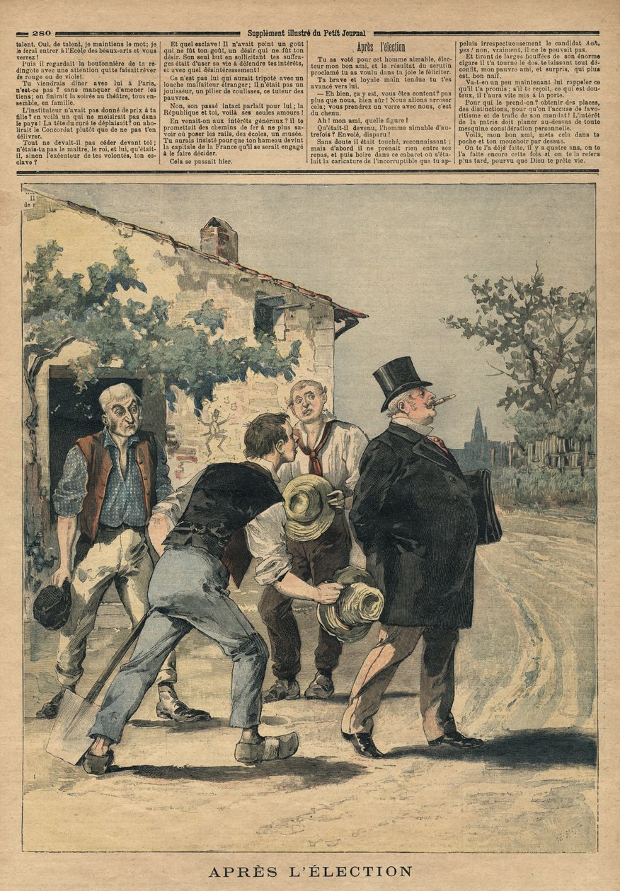 بعد الانتخابات ، رسم توضيحي من "لو بيتيت جورنال" ، ملحق إيلوستري ، 2 سبتمبر 1893 بواسطة هنري ماير