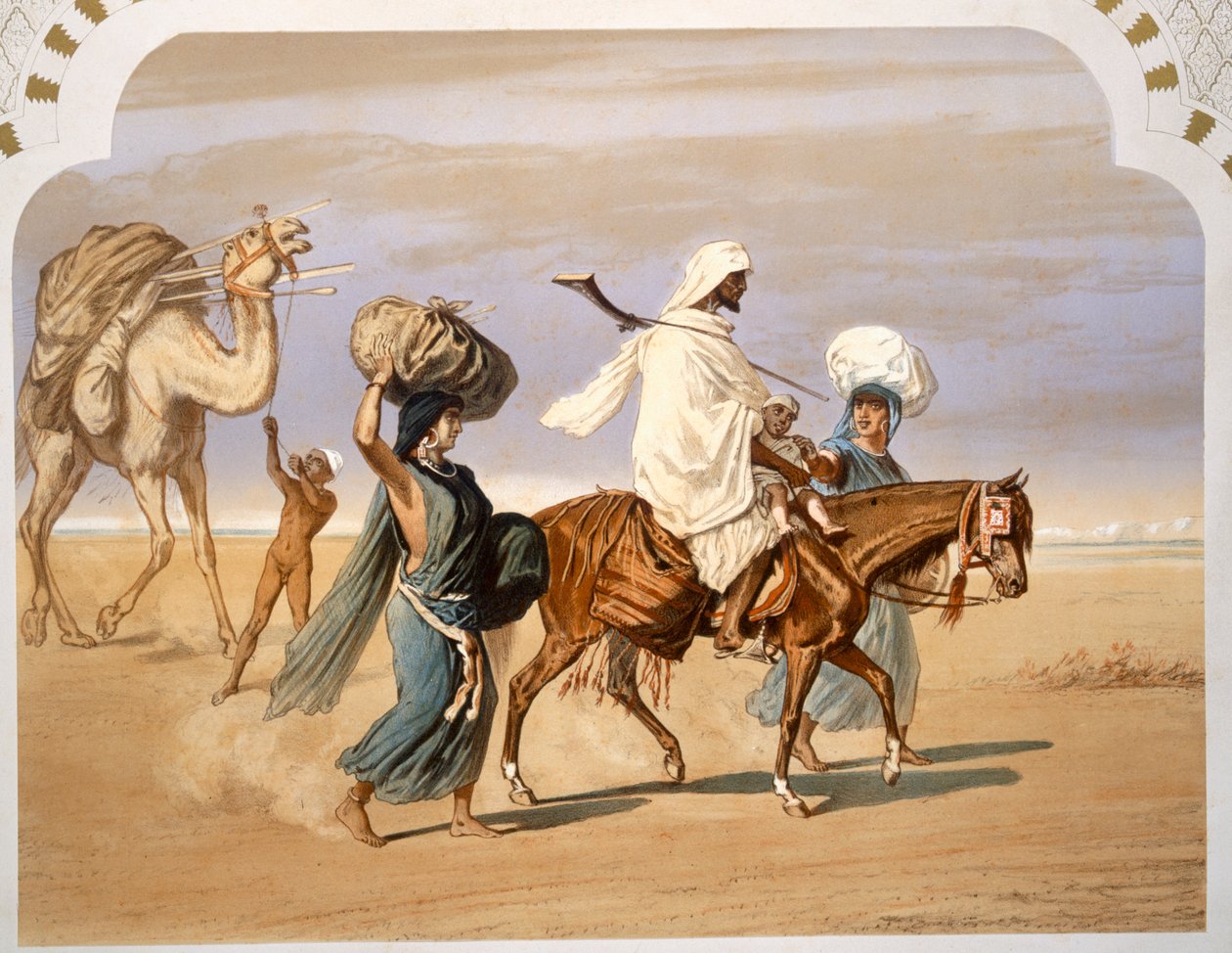 عائلة بدوية تسافر عبر الصحراء ، 1860 بواسطة هنري دي مونتو
