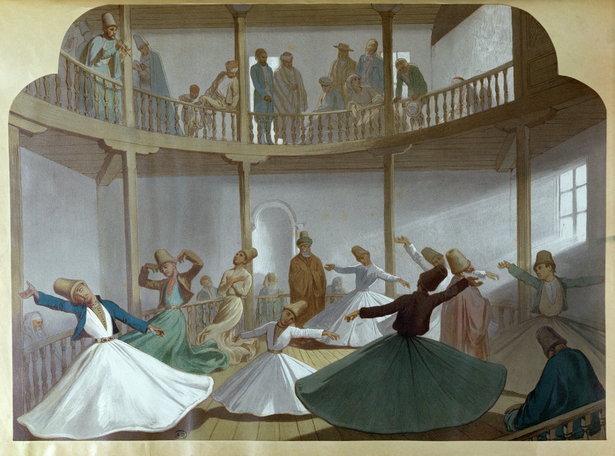 رقصة الدراويش الدوامة ، رسم توضيحي للفنان "مصر مودرن" ، عام 1870 بواسطة هنري دي مونتو