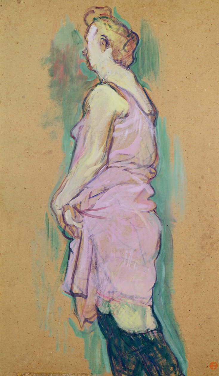 مدبرة أشقر ، دراسة للرسم "Rue des Moulins، la Visite" ، 1894 (زيت على البطاقة) بواسطة هنري دي تولوز لوتريك