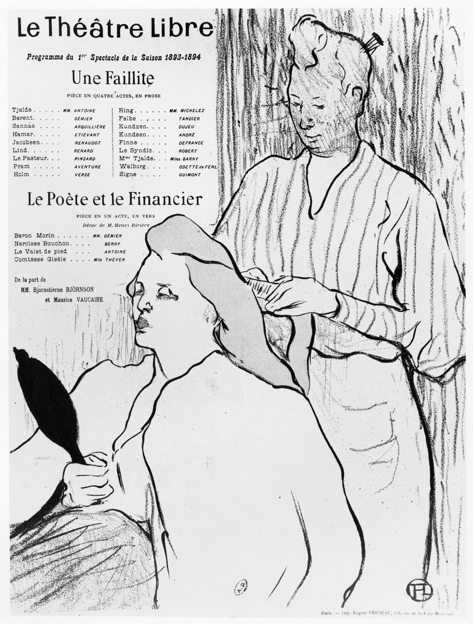 ملصق إعلان مسرحيتين "Une Faillite" و "Le Poete et le Financier" ، 1893-94 بواسطة هنري دي تولوز لوتريك