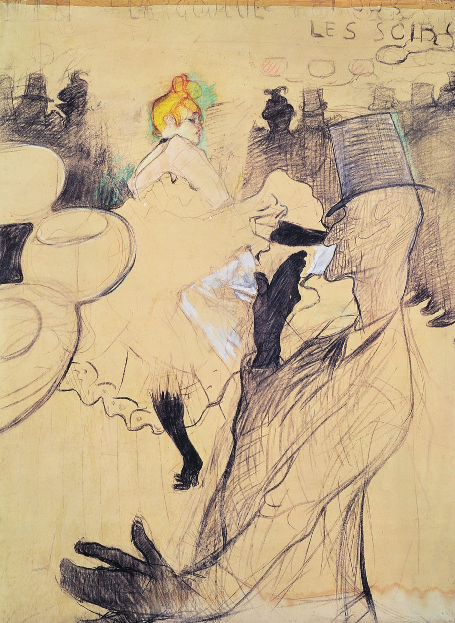 The Moulin-Rouge ، The Goulue and Valentin ، The Boneless One ، 1891 (قلم جاف وحبر وقلم رصاص ملون على ورق) بواسطة هنري دي تولوز لوتريك