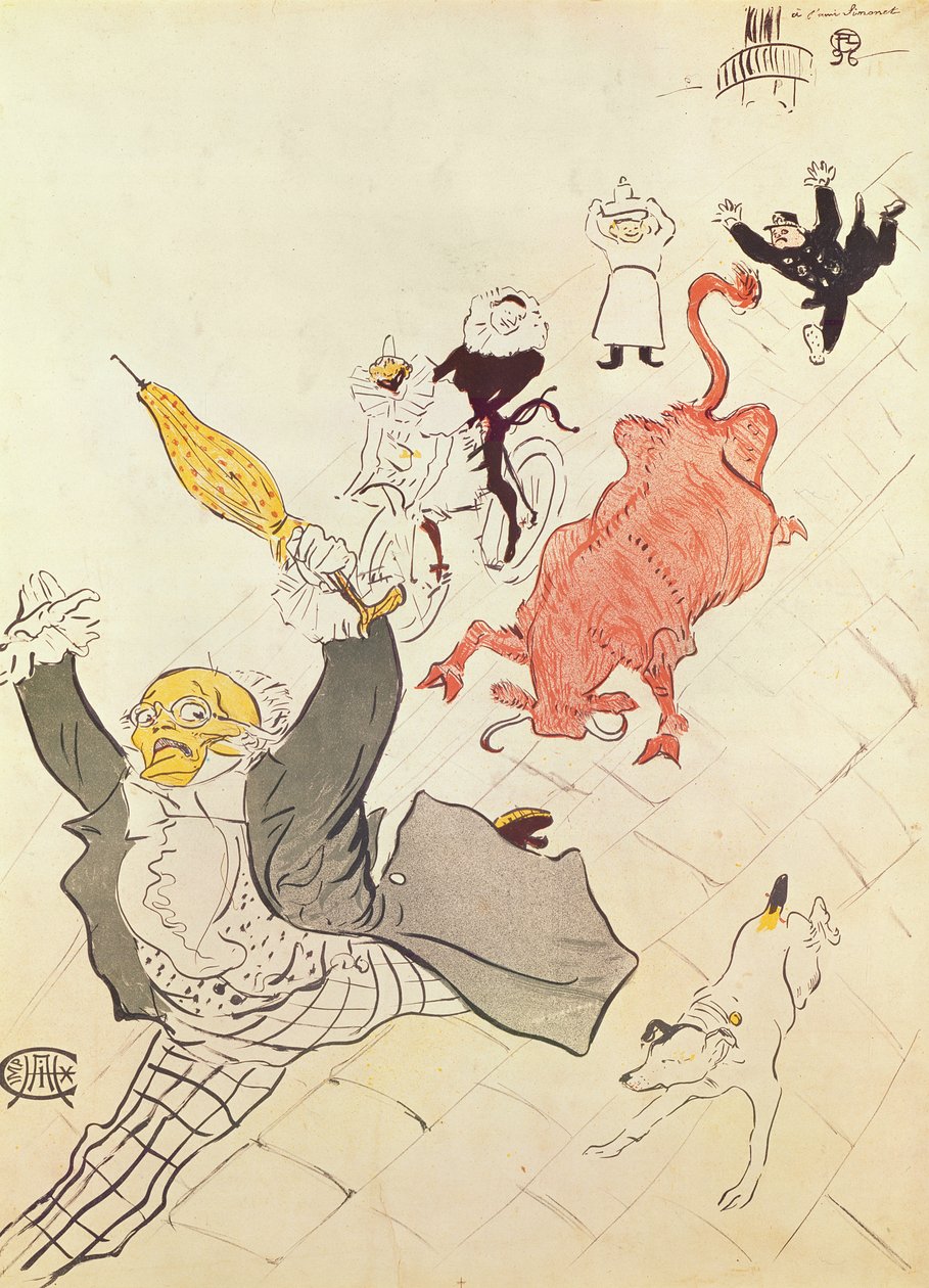 The Enraged Cow (ملصق مخصص لصديق الفنان سيمونيه) ، 1896 (الطباعة الحجرية الملونة) بواسطة هنري دي تولوز لوتريك