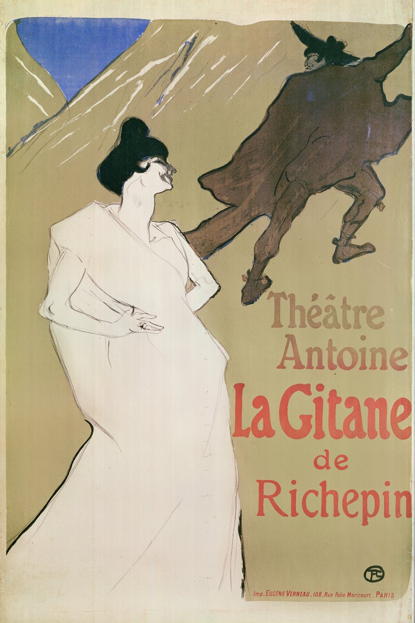 مسرح أنطوان ، The Gitane de Richepin (ملصق) ، 1900 (الطباعة الحجرية) بواسطة هنري دي تولوز لوتريك