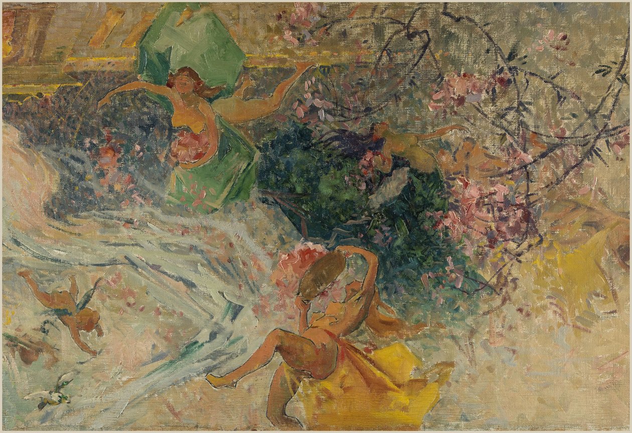 رسم تخطيطي لقاعة بلدية أوبرفيلييه: رسم تخطيطي (سقف قاعة القرية) بواسطة هنري جاستون دارين